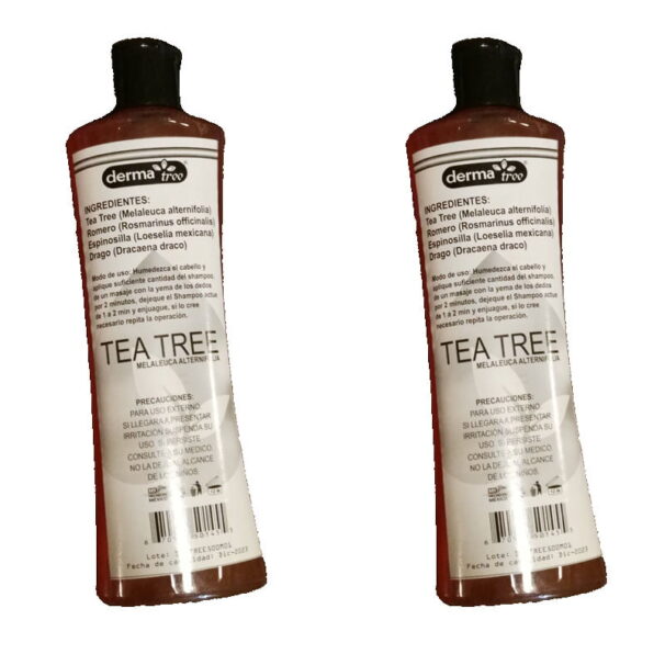 Shampoo Tea Tree o Arbol de Té, 2 botes con 500 ml cada uno.