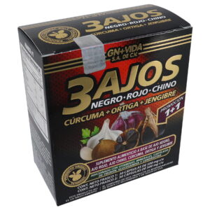 3 Ajos caja con 30 Caps, viene con Ajo Negro, Ajo Rojo y Ajo Chino