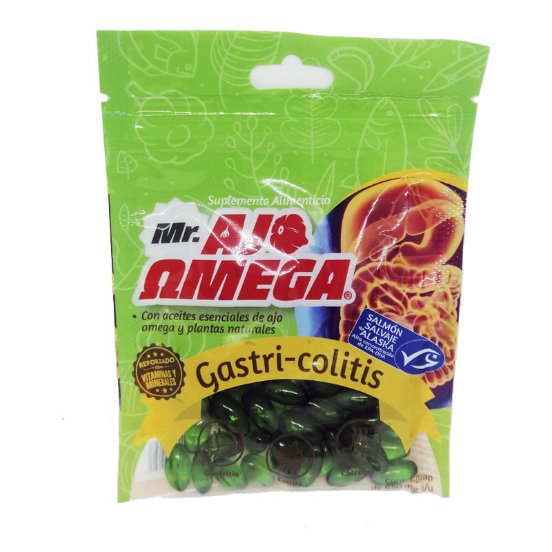 Mr Ajo Omega Colitis de Salmon Salvaje de Alaska, bolsa con 60 Cápsulas de Gel