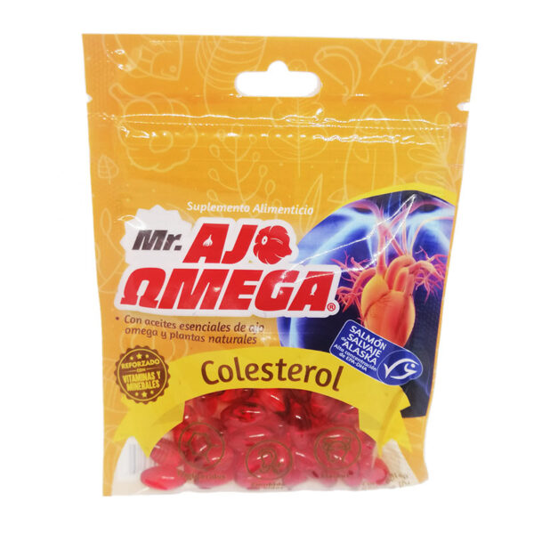 Mr Ajo Omega Colesterol de Salmon Salvaje de Alaska, bolsa con 60 Cápsulas de Gel