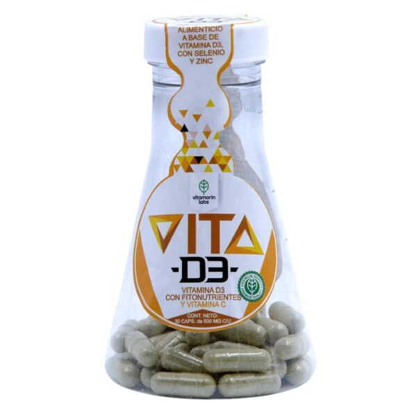 Matraz Vita D3, Vitamina D3 con 30 cápsulas
