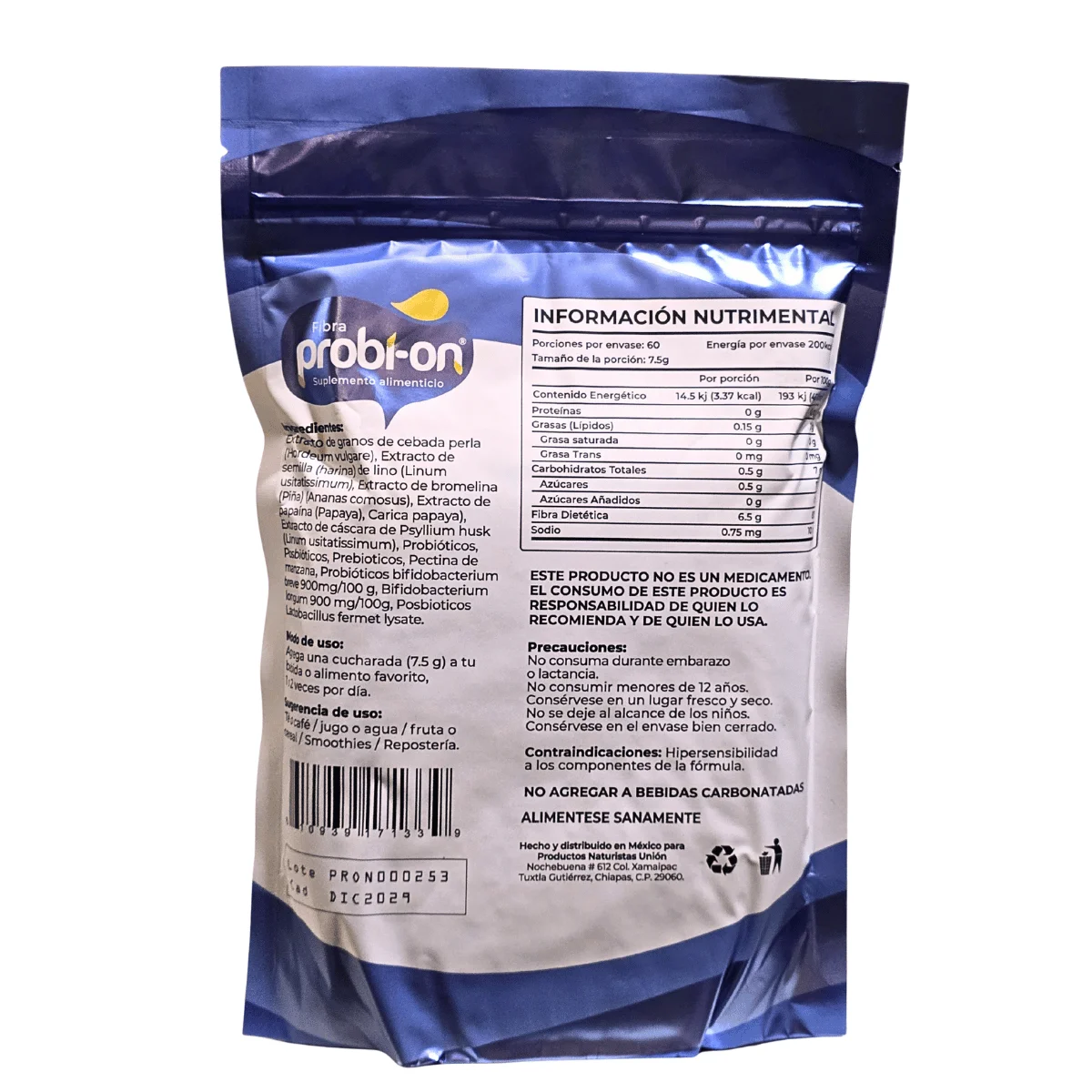 Probi-On Fibra – Probióticos + Prebióticos + Posbióticos (450 g) - Imagen 3